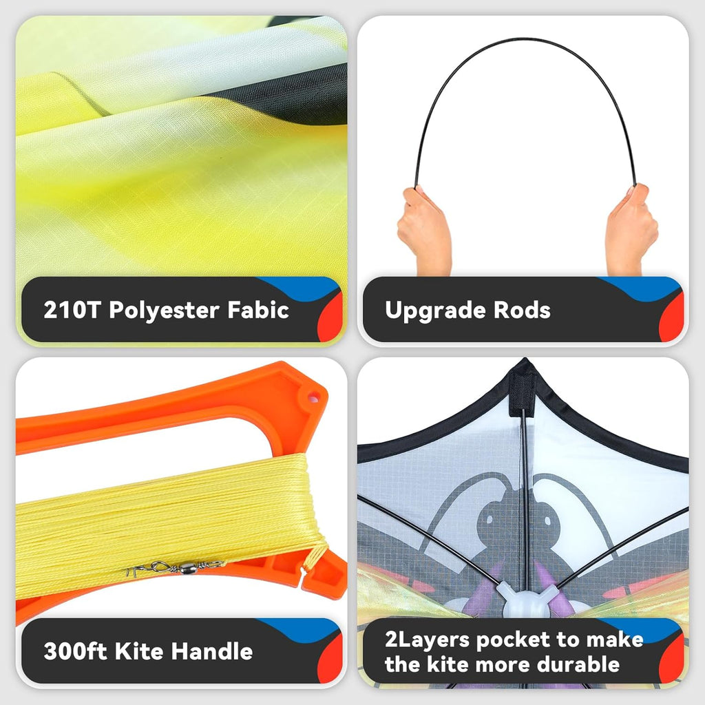 SGftre Yellow Tulle Butterfly Kite - Easy to Fly for Kids & Adults | Perfect for Beach Trips & Outdoor Fun