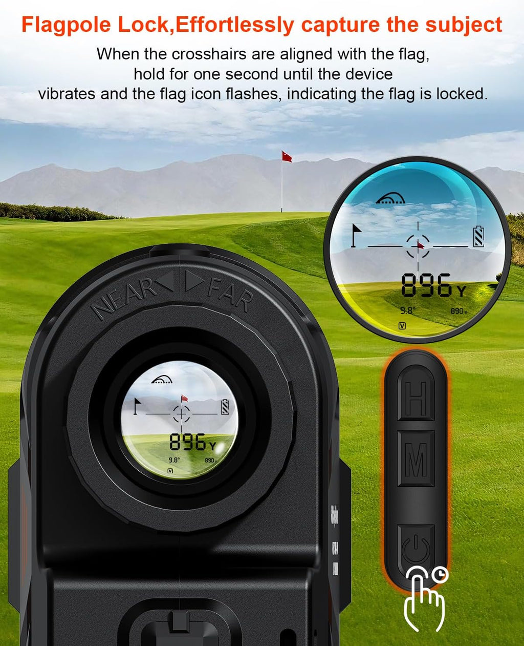 Skiennix Golf Laser Rangefinder - Slope Compensation & Flag Lock Vibration | 1900 Yards Range, 6X HD Magnification, Magnetic USB-C Rechargeable