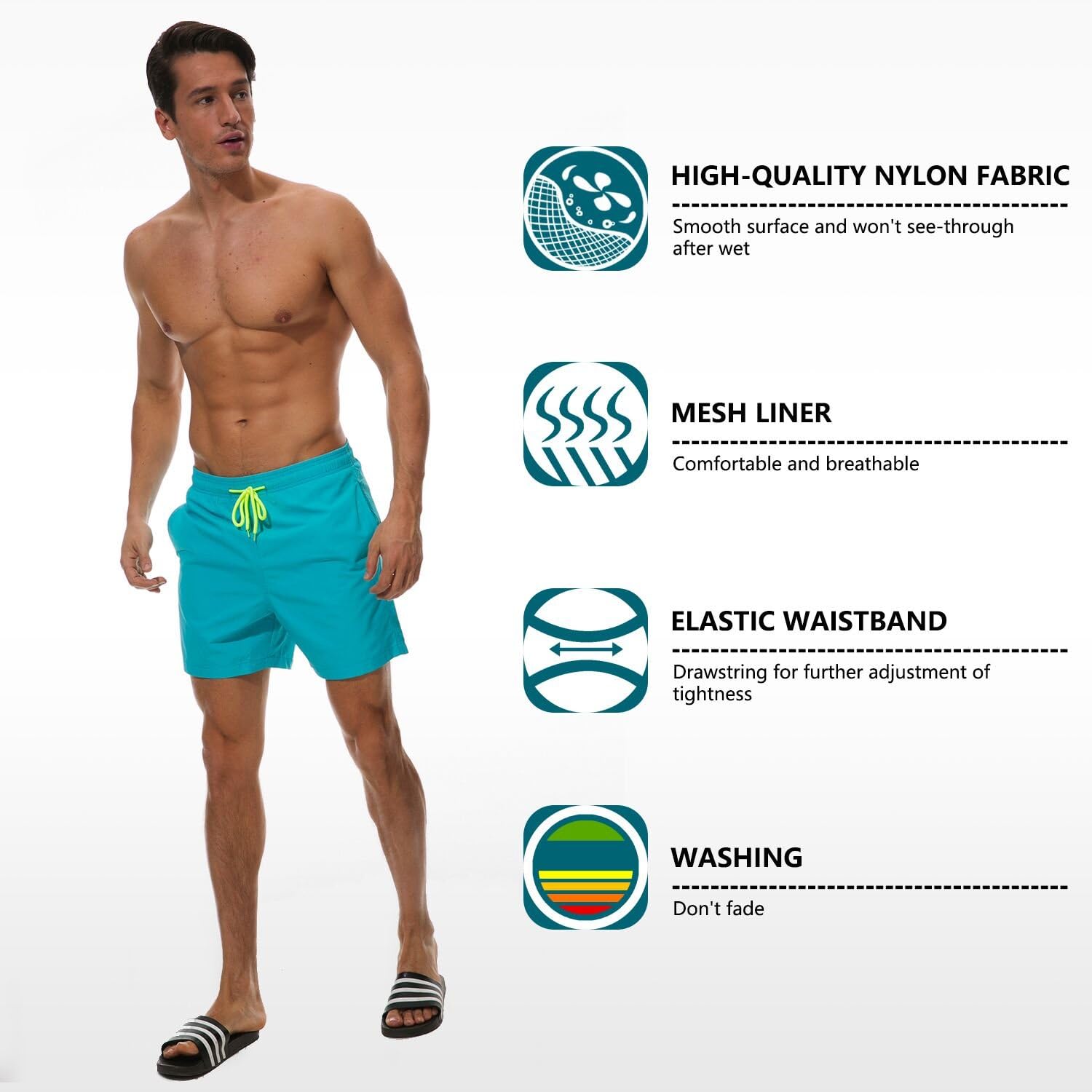 SILKWORLD Men's Swim Trunks - Quick Dry Beach Shorts with Pockets | Comfortable & Stylish