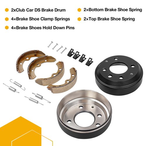 Gledewen Golf Cart Brake Drum/Hub and Brake Shoes Spring Kit Fit Club Car DS 1981-1994, Replace OEM# 1011137,4263 101146302 41819-86 1011433 1015757 101880701 1018163-01 101146