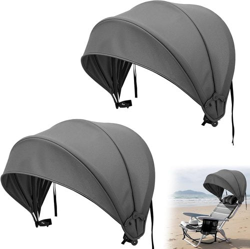 DaisyInner Extra Large Beach Chair Umbrella Canopy - Foldable Sun Shade with Adjustable Clamp | Grey