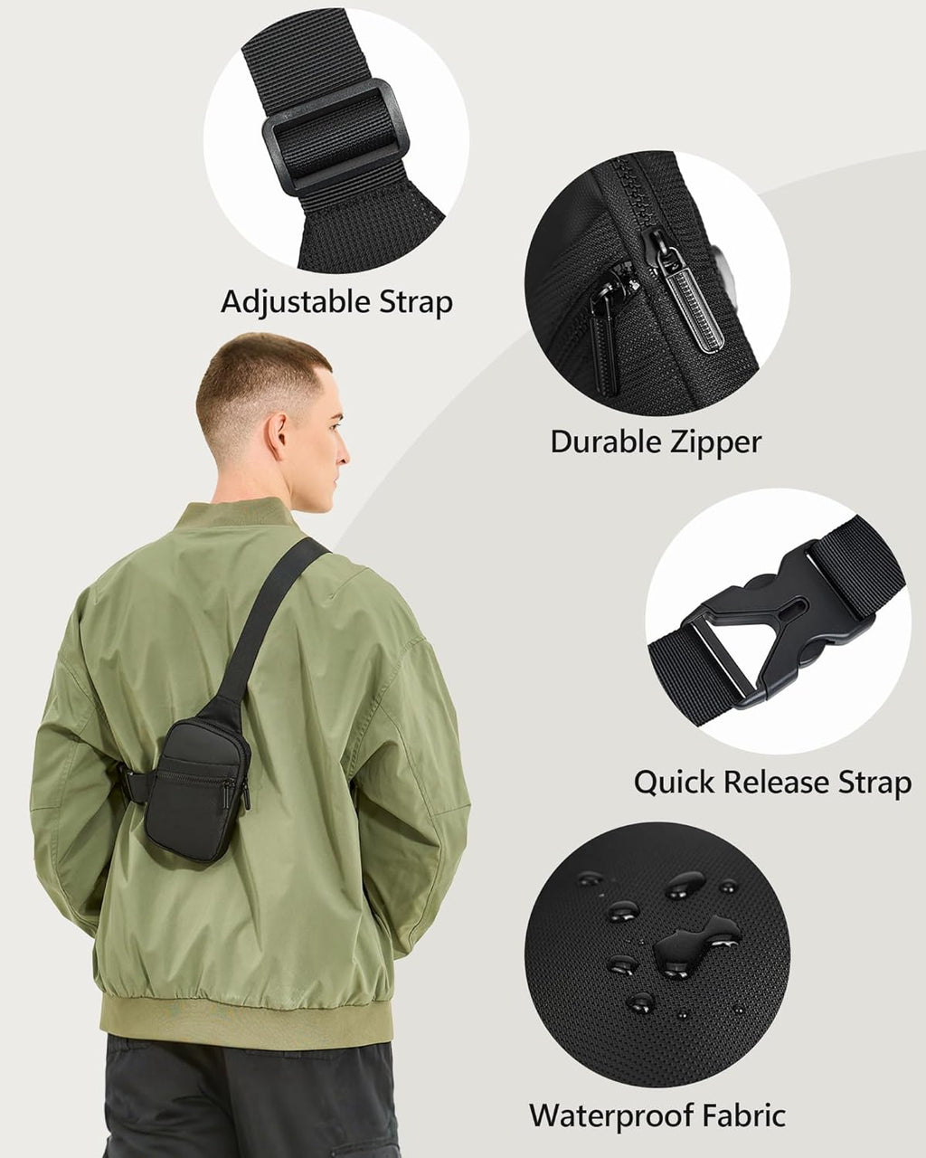 Peicees Mini Sling Bag - X-Small Crossbody Bag for Travel | Stylish Shoulder Bag for Men & Women