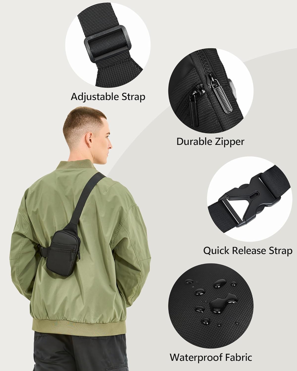 Peicees Mini Sling Bag - X-Small Crossbody Bag for Travel | Stylish Shoulder Bag for Men & Women