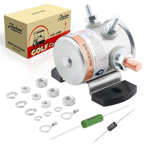 Roykaw EZGO #70 Series Solenoid Relay with Resistor & Diode Kit for 36 Volt Golf Cart, 4 Terminal Continuous Duty, OEM # 27855G01 11761G1 27855G02 31680G1 3016, Upgrade Mount Bracket, Anti-Vibration