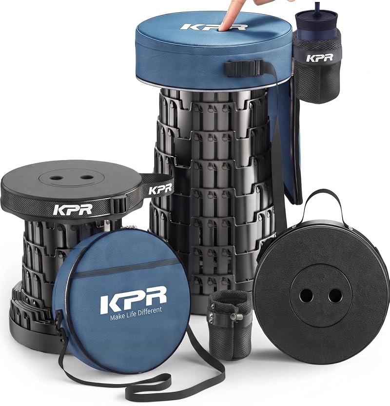 Portable Collapsible Stool with Built-In Memory Foam Cushion, 620 lb Capacity