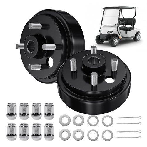 Cartalia Golf Cart 1 Inch Large Hole 30 Teeth Spline Brake Drum Assembly with Nuts for 4 Cycle Gas 1992-Up EZGO TXT/RXV/Marathon/Medalist/Columbia/MPT/ST Sport, Replace OEM# 21807-G1, 41843-94 (2 Pcs)