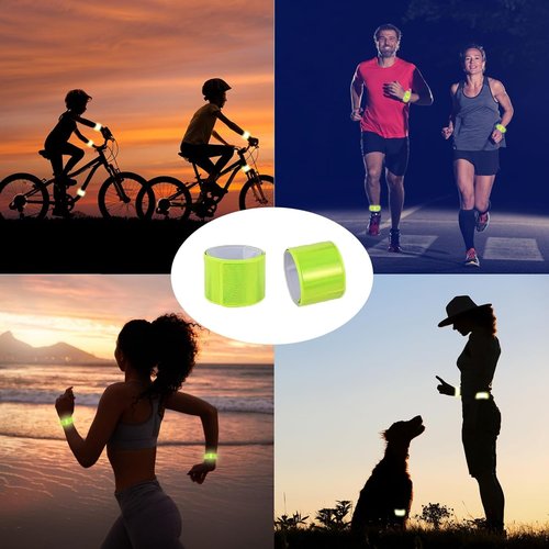 Ansycke 50Pcs Reflector Snap Bands, Fluorescent Slap Armbands Reflector Strips High Visibility Slap Safety Bands for Children Elderly Adults Boys and Girls Walking Cycling Running Jogging