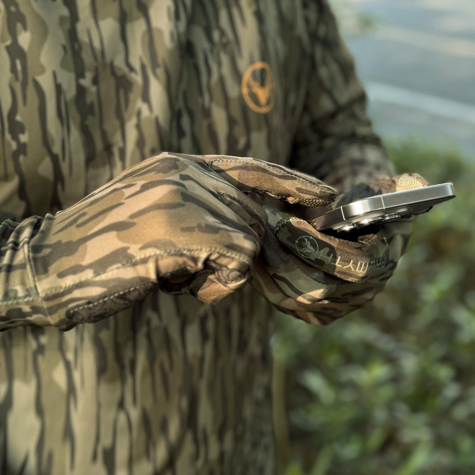 Palmyth Hunting Gloves for Men Lightweight Camo Glove Outdoor Marsh Fog L/XL