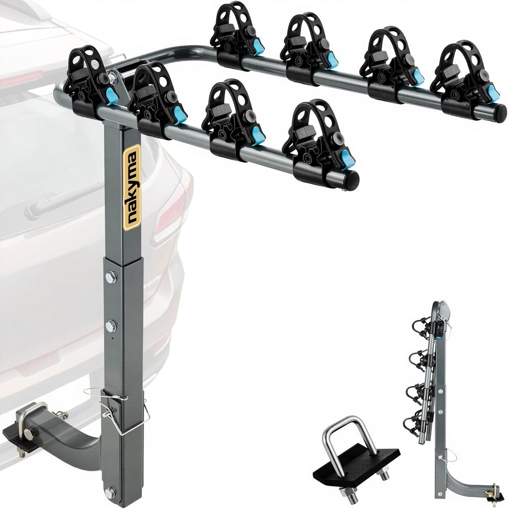Upgraded Hitch Bike Rack - 4-Bike Carrier for Car, SUV, Truck & RV | 240LBS Max Load, High-Strength Double Arms