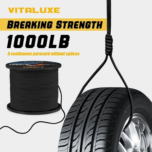 1000lb Paracord Rope - Heavy Duty 4mm Triple Strands Tactical Cord for Survival Gear & Camping