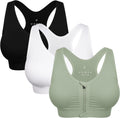 Skiennix Women's Zip Front Sports Bra - Wireless Comfort for Post-Surgery & Yoga | Active Fit