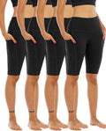 WHOUARE Biker Yoga Shorts - High Waisted with Pockets for Women | 4 Pack Athletic Workout Gear