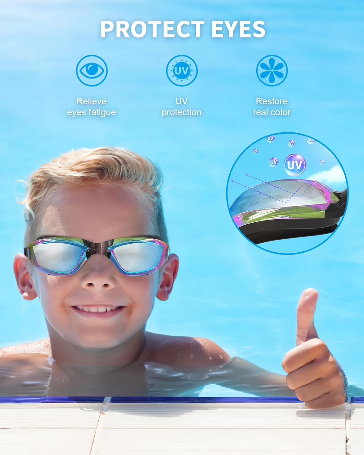 Skiennix Kids Swim Goggles - Comfortable Fit with Nose Clip & Earplugs | Ages 3-15