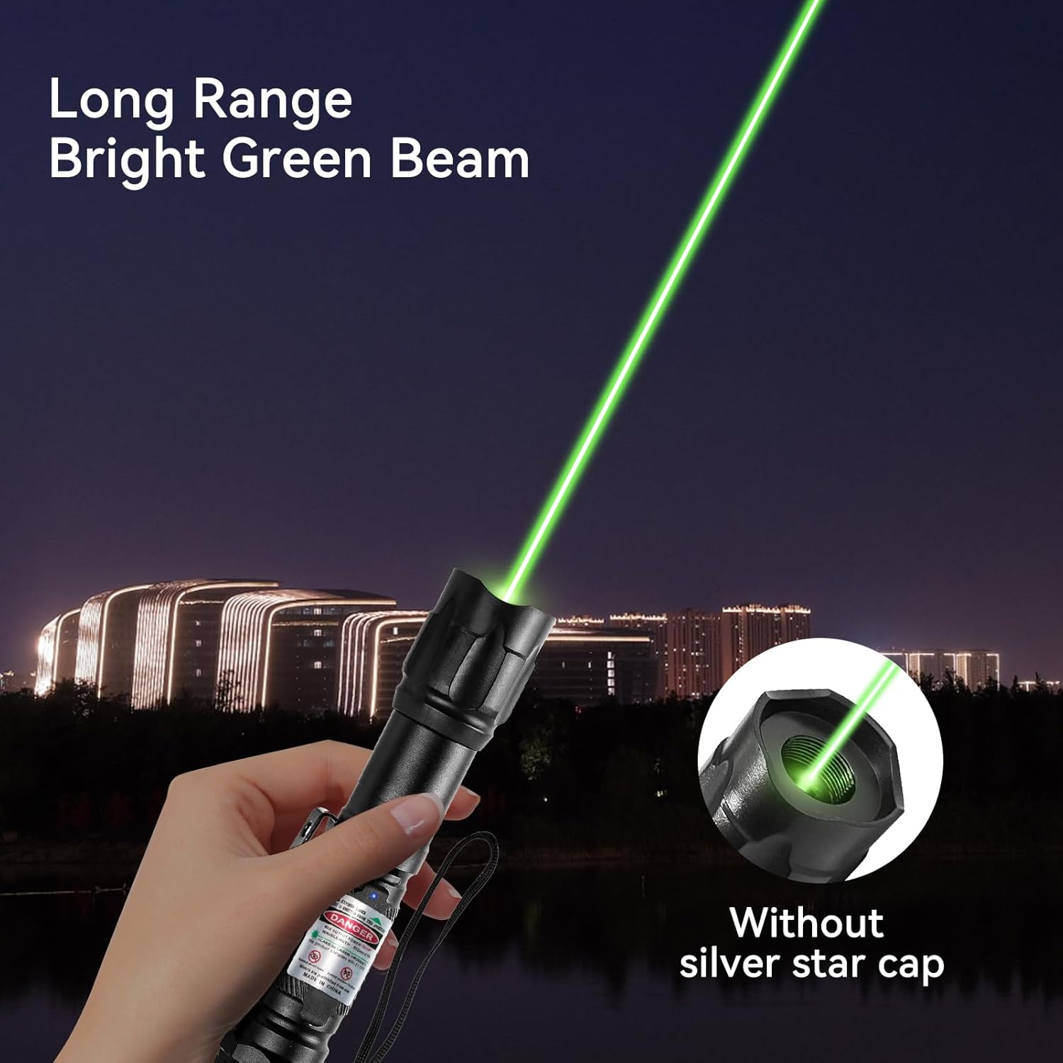 Skiennix Rechargeable Green Light Flashlight - Long Range Adjustable Focus for Outdoor Use & Presentations