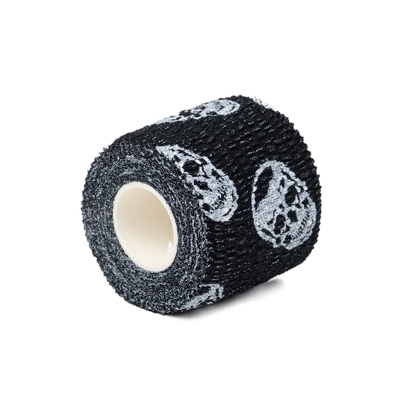 Gymreapers Hook Grip Weightlifting Tape (3 Pack) Black - 2” Sweat-Proof Skull Tape for Thumb Protection