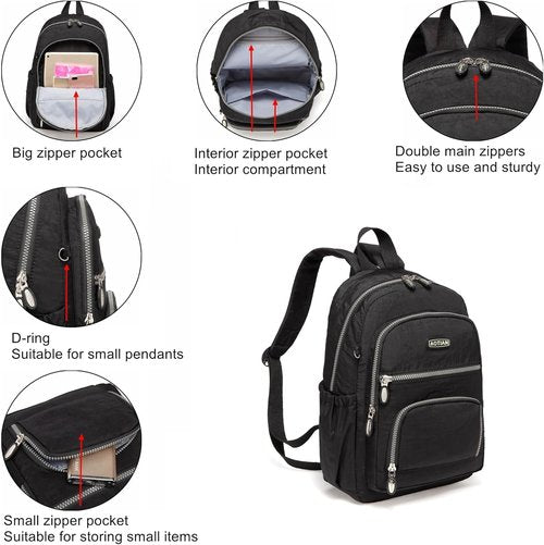 AOTIAN Small Backpack - Durable Lightweight Daypack for Hiking & Travel | Black Color