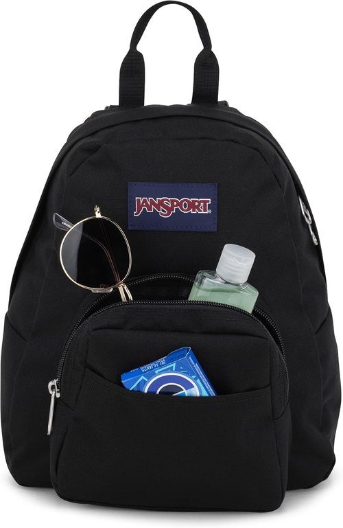 JanSport Half Pint Mini Backpack - Durable 10.2L Bag with Adjustable Straps & Zippered Pocket | Black