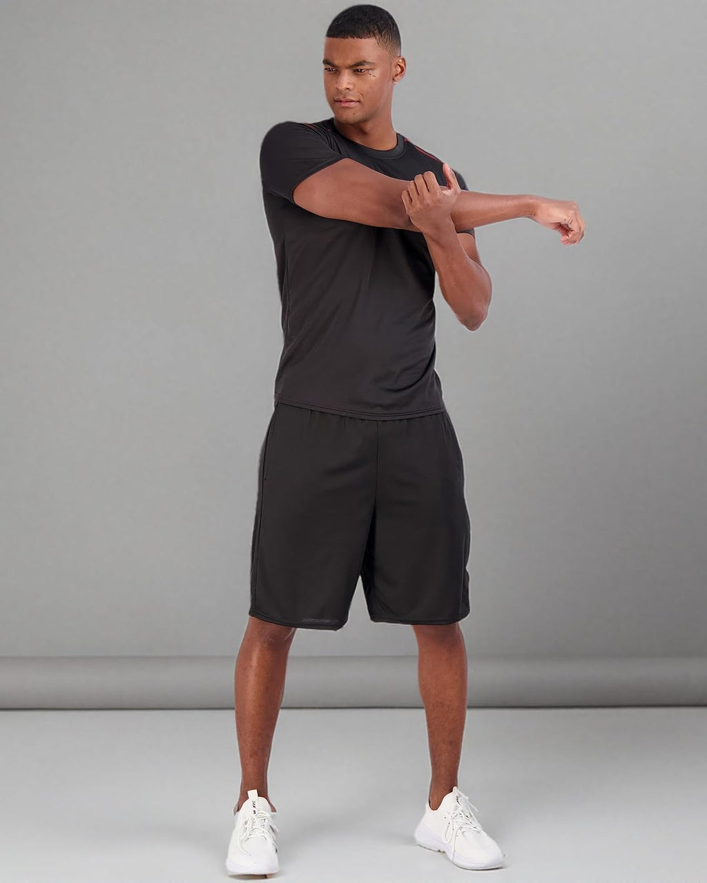 Real Essentials Men's Mesh Short Sleeve Crew Neck T-Shirt - 5 Pack Athletic Tees for Gym | Big & Tall Available