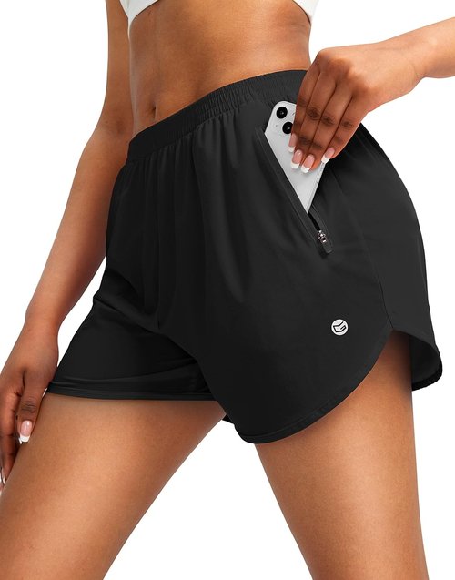 G Gradual Women's Running Shorts - Quick Dry Athletic Gym Shorts with Zipper Pockets | 3" Length