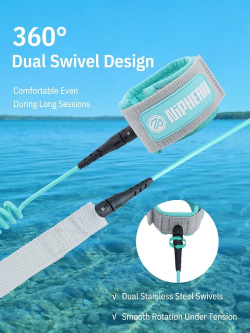 Niphean Paddle Board Leash - 3-10ft Coiled Elastic Ankle Strap | Durable & Tangle-Free Design