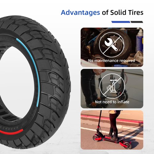 ulip 10x2.5 Scooter Solid Tires 10 Inch for Kugoo M4/M4 Pro Zero 10X Electric Scooter Accessories, Off-Road Replacement for 10x2.125 10x2.25 Tires (2 PCS)