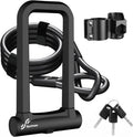 Sportneer Heavy-Duty Bicycle Lock - 18mm Anti-Theft U-Lock with 5ft Steel Cable & 3 Keys | Fits Road & Mountain Bikes, Size 8.58'' x 4.85''