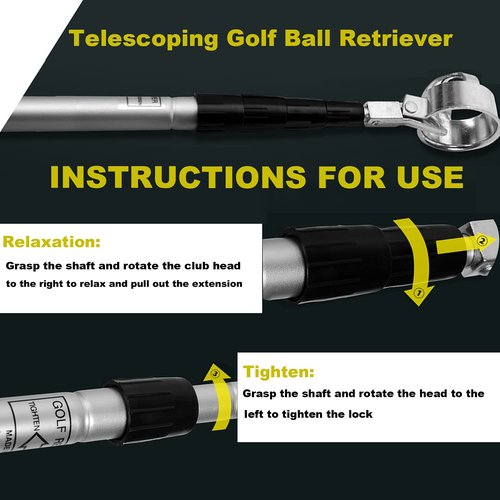 HOW TRUE Stainless Telescopic Extendable Golf Ball Retriever for Water, 18 Foot Maximum Length