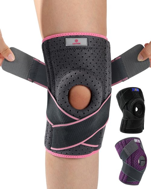 ABYON Knee Brace for Women Plus Size for Meniscus Tear, ACL, Arthritis.Knee Braces with Dual Side Stabilizers & Crossed Compression Straps Maximum Support for Knee Pain Relief and Fast Recovery - Please Check Sizing Video Before Buying