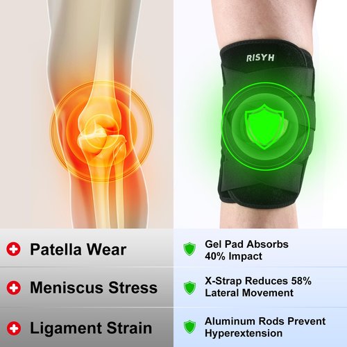 Knee Brace for Women Men Adjustable Cross Strap, Knee Braces for Meniscus Tear, Knee Pain Support with Side Stabilizers, Relieves ACL, MCL, Arthritis, Knee Pain for Patella Stability