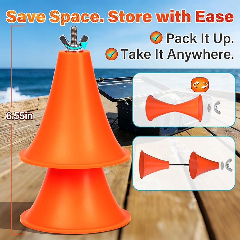 Power Drill Fishing Line Stripper & Spooler Tool, Aluminum & Stainless Steel, Orange - Tangle-Free Line Management
