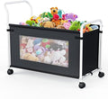 KEEGH Extra Large Toy Box for Kids with 360° Rotating Wheels, Heavy Duty Toy Chest for Boys and Girls, Toy Storage Organizer for Kids, Toy Bins for Living Room, Nursery, Bedroom(Black)