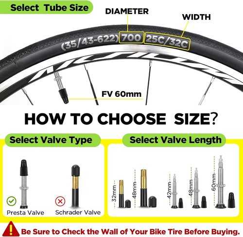 700C Bike Tube - Butyl 2-Pack with Tire Levers | Compatible with 700x25C to 700x32C