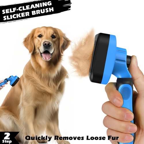 Augwind 7-in-1 Pet Grooming Kit - Premium Dog & Cat Comb, Deshedding Brush, Nail Clipper & Bath Brush - Blue