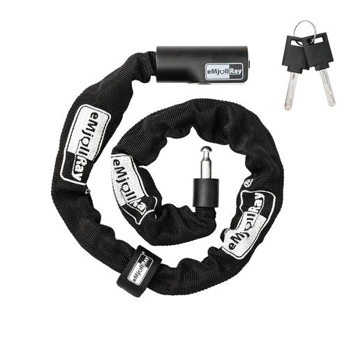 eMjollRay Anti-Theft Chain Lock for Scooter & Bike Heavy Duty Alloy Steel Security Lock with 2 Keys, Quick Push-to-Lock Mechanism Portable Waterproof Canvas Covered Motorcycle Lock