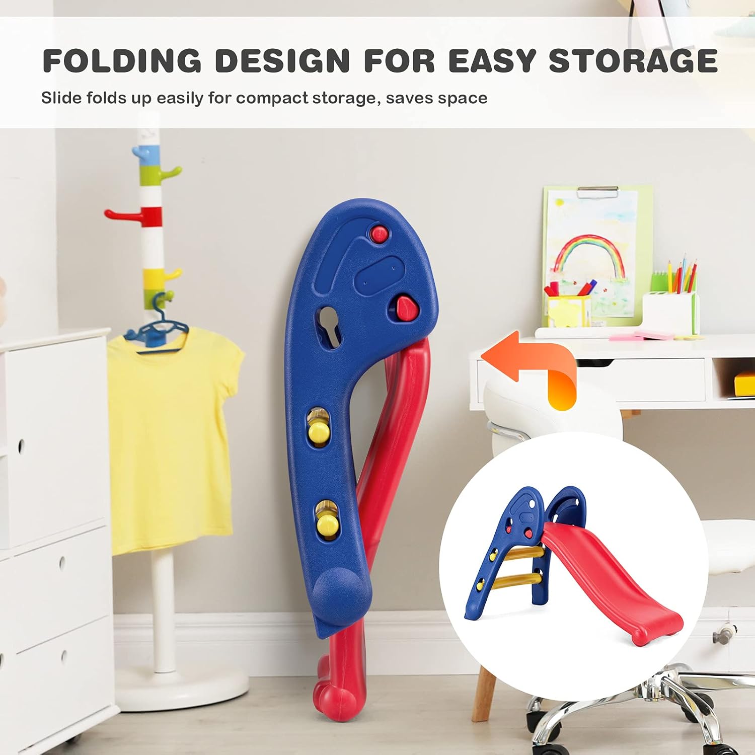 Baby Joy Folding Slide - Indoor Plastic Play Climber for Kids | Safe Ellipse Rail Design