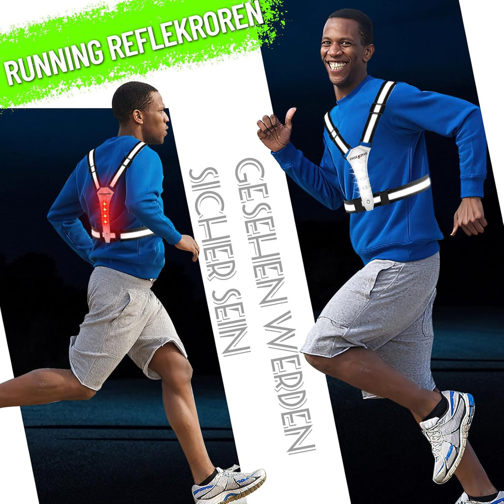 Skiennix LED Reflective Vest - High Visibility Light-Up Running Gear | USB Rechargeable & Adjustable for All Ages