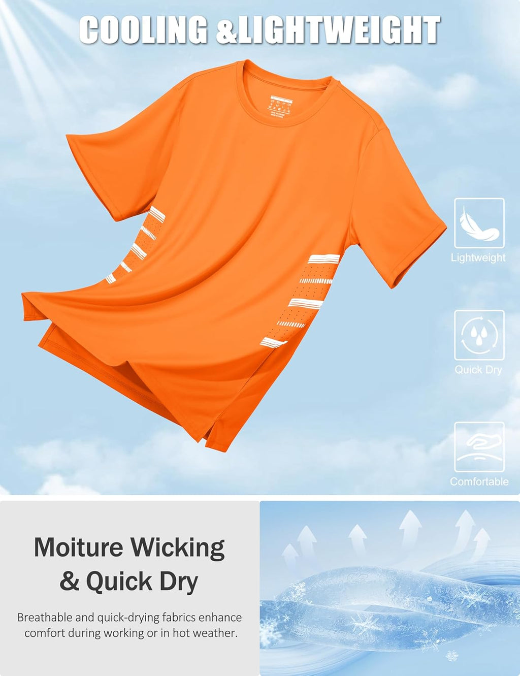 TACVASEN Men's Athletic Workout Shirts - Dry Fit Running Rash Guard | UPF 50+ Breathable Gym Tee