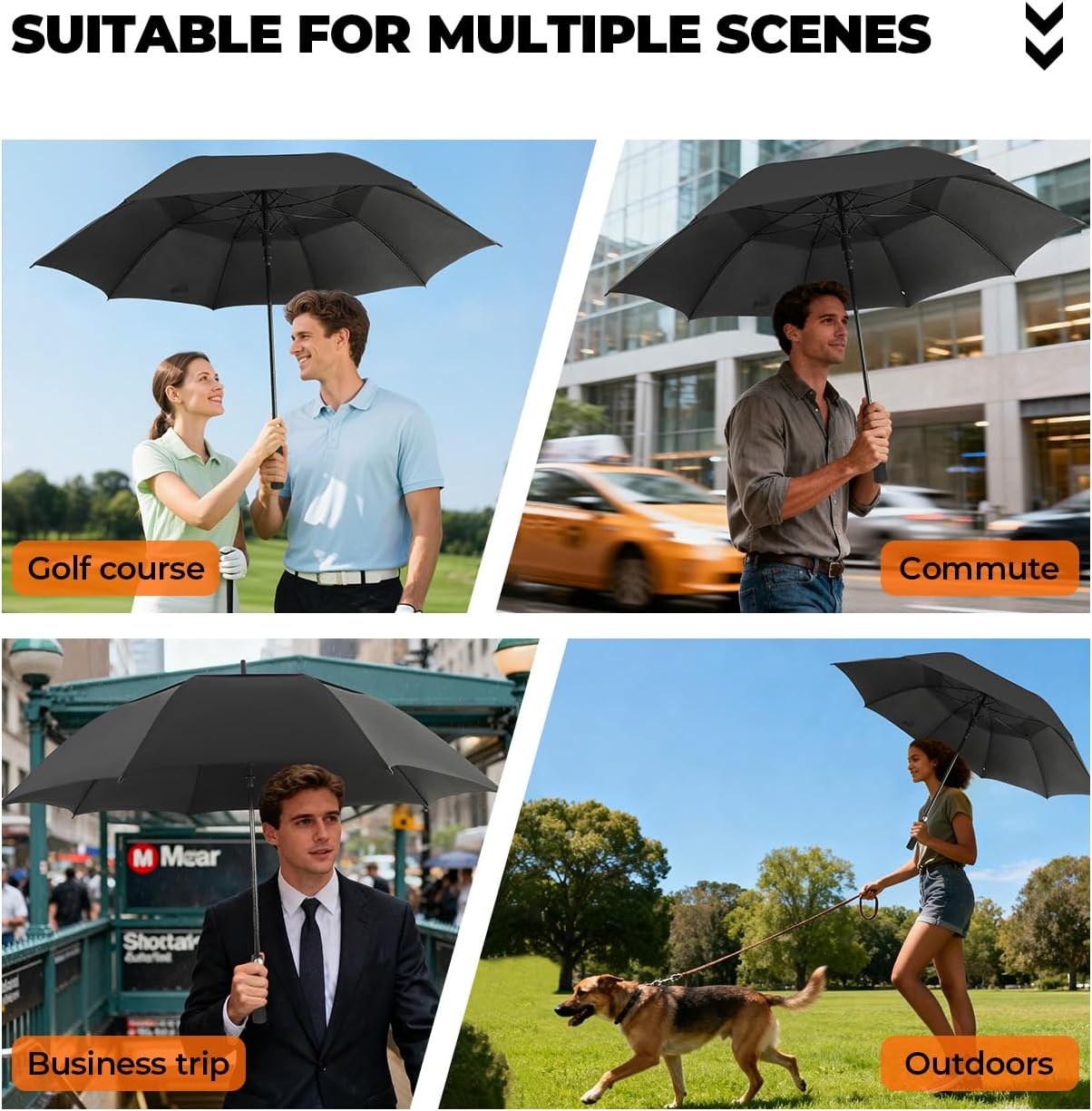 ZDSSM Automatic Open Golf Umbrella - Extra Large 54/62/68/72 Inch Windproof & Waterproof Canopy