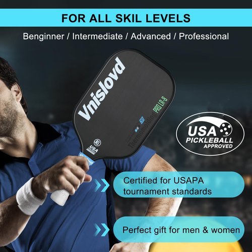Vnislovd T700 Raw Carbon Fiber Pickleball Paddle Thermoformed Unibody Pickleball Paddles Foam Injected CFS,16mm USAPA Approved 4.13 Inch Grip,Elongated Pickleball Racket for Tournament Pro Player