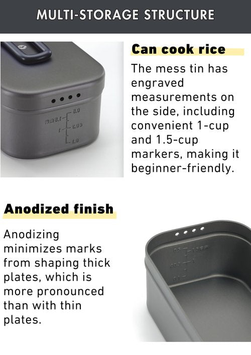 CAMPINGMOON Mess Tin Aluminum Camping Cookware Extreme Thick H-2013