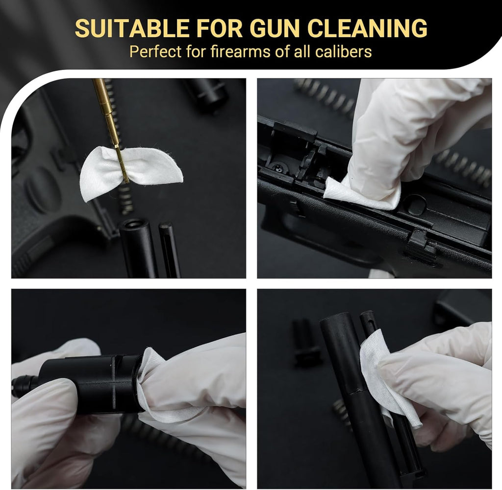 Skiennix Gun Cleaning Patches - Thick Round Pads with Storage Box | Fits .22, .380, .308, .357, .45 Caliber