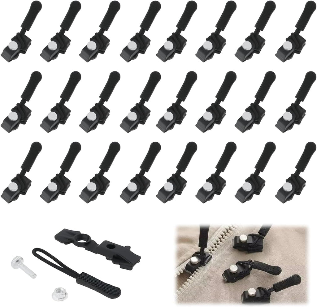 Universal Zipper Repair Kit - Quick Install Detachable Zip Heads for Nylon & Metal Zippers | 3 Sizes