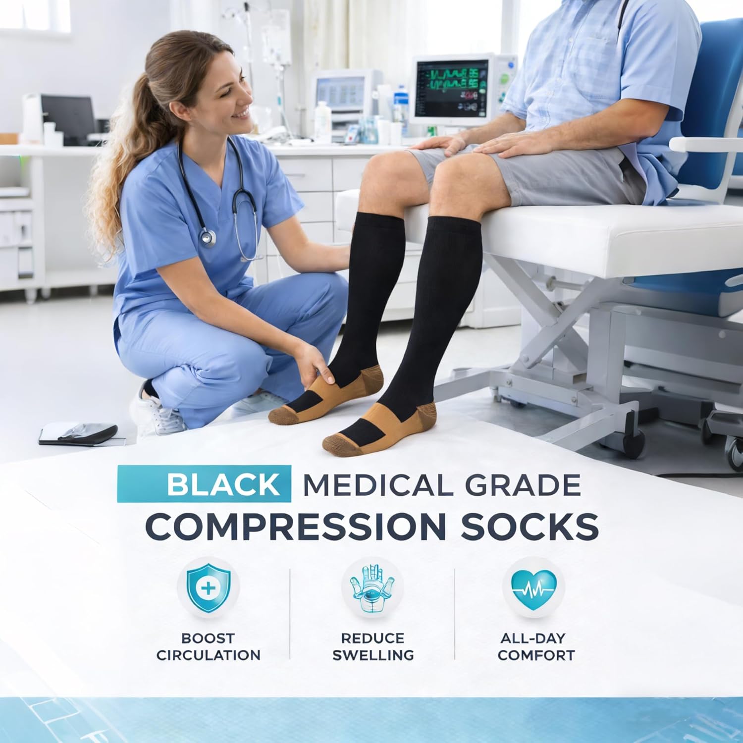 Skiennix Graduated Compression Socks - 20-30mmHg Knee High Support for Travel & Running