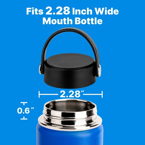 Bluwing Lid for Hydro Flask 32 40 oz Wide Mouth, Replacement Lids for Hydroflask 12 16 18 20 32 40 64oz Wide Mouth Water Bottles, Flexible Handle Lid(Black 2 Pack)