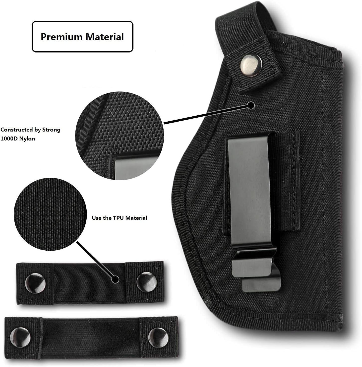 Skiennix Universal Gun Holster - Concealed Carry for Right/Left Hand Draw | Fits Subcompact & Compact Handguns, Black
