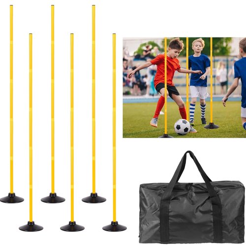 Desyeryamimi Agility Training Poles for Soccer/Dog/Horse,Adjustable Football Basketball Speed and Agility Training Equipment,Set of 6,5.4FT with Round Rubber Base