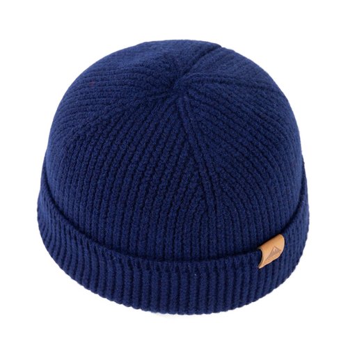 TOP-EX 100% Merino Wool Fisherman Beanie for Men Women | Navy Short Trawler Winter Knit Hat Warm Wool Knit Cap | Beanies for Skiing Running Outdoor Daily Use M/L