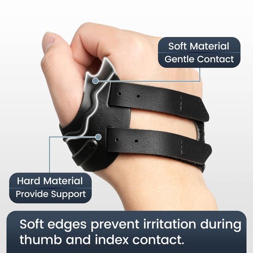 Mekiley CMC Thumb Support Brace - with Firm Supportive Wrist Strap, Dual Density Thumb Brace Stabilizes CMC Joint, Pain Relief for Osteoarthritis for Women and Men (Black, Right Hand, Medium)