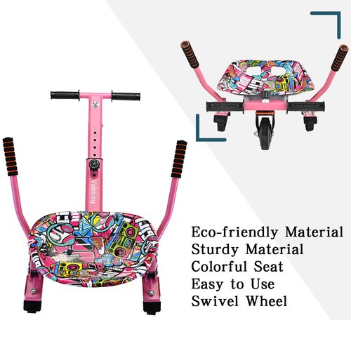 Eco-friendly Hoverboard Seat Attachment - Cool Seat, Swivel Wheel, Adjustable Length - Compatible with 6.5", 8", 8.5", 10" Hoverboards - Safe & Enjoyable Riding for Kids and Teenager