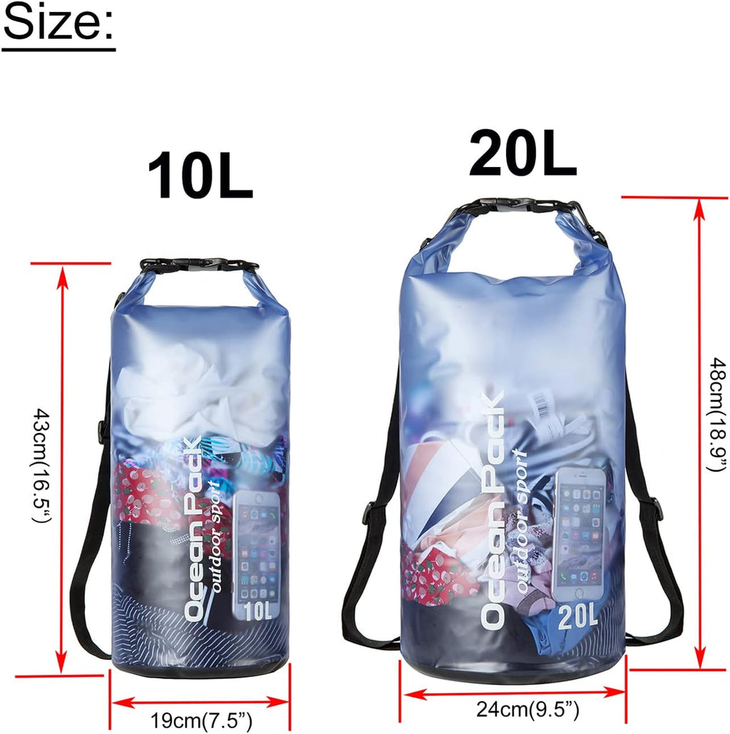 Skiennix Waterproof Dry Bag - 20L Roll Top Backpack for Kayaking & Boating | Blue